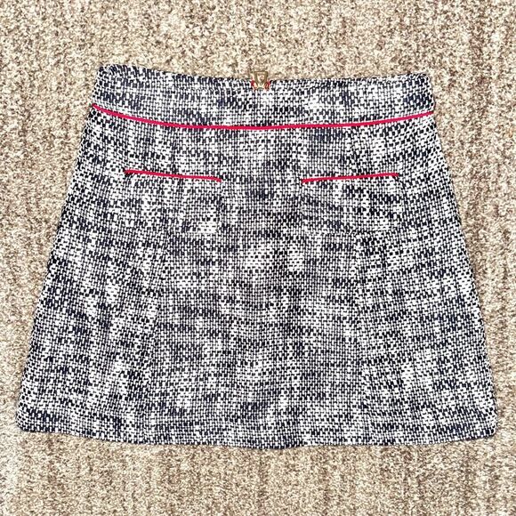 Sable to Sable STS Women's Blue White Tweed Skirt Red Trim Size 2 - Picture 1 of 11